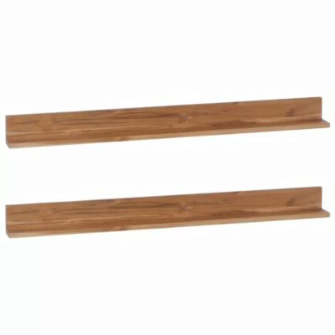 vidaXL Wandregale 2 Stk. 120x10x10 cm Massivholz Teak Wandregal braun günstig online kaufen