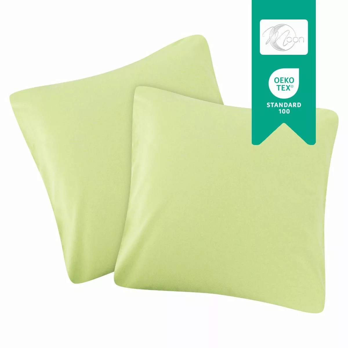 MOON Line-green 2er Pack Kissenbezug Kissenhülle Jersey 160g/m² 100% Baumwo günstig online kaufen