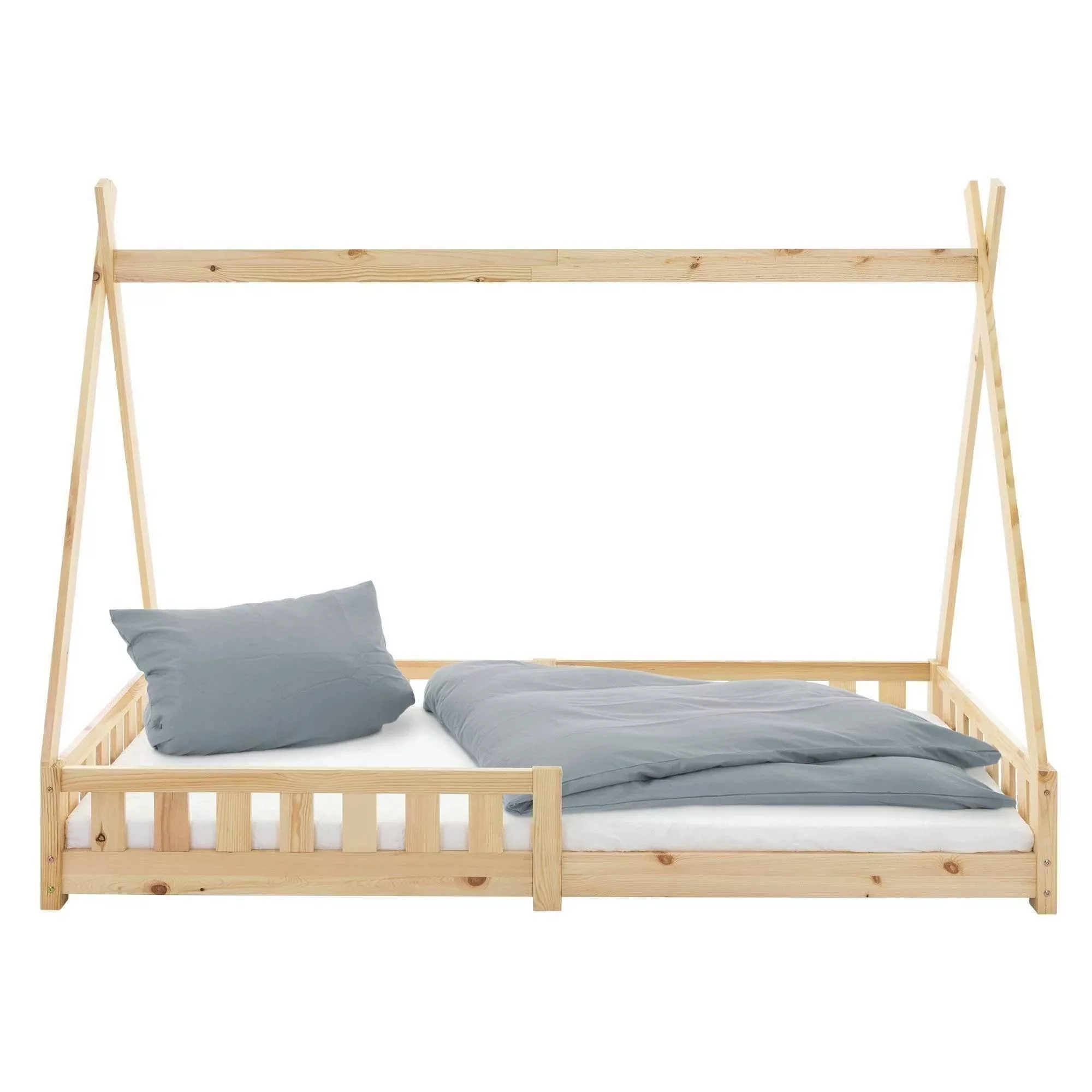 ML-DESIGN Kinderbett Hausbett mit Rausfallschutz und Lattenrost Massivholz, günstig online kaufen