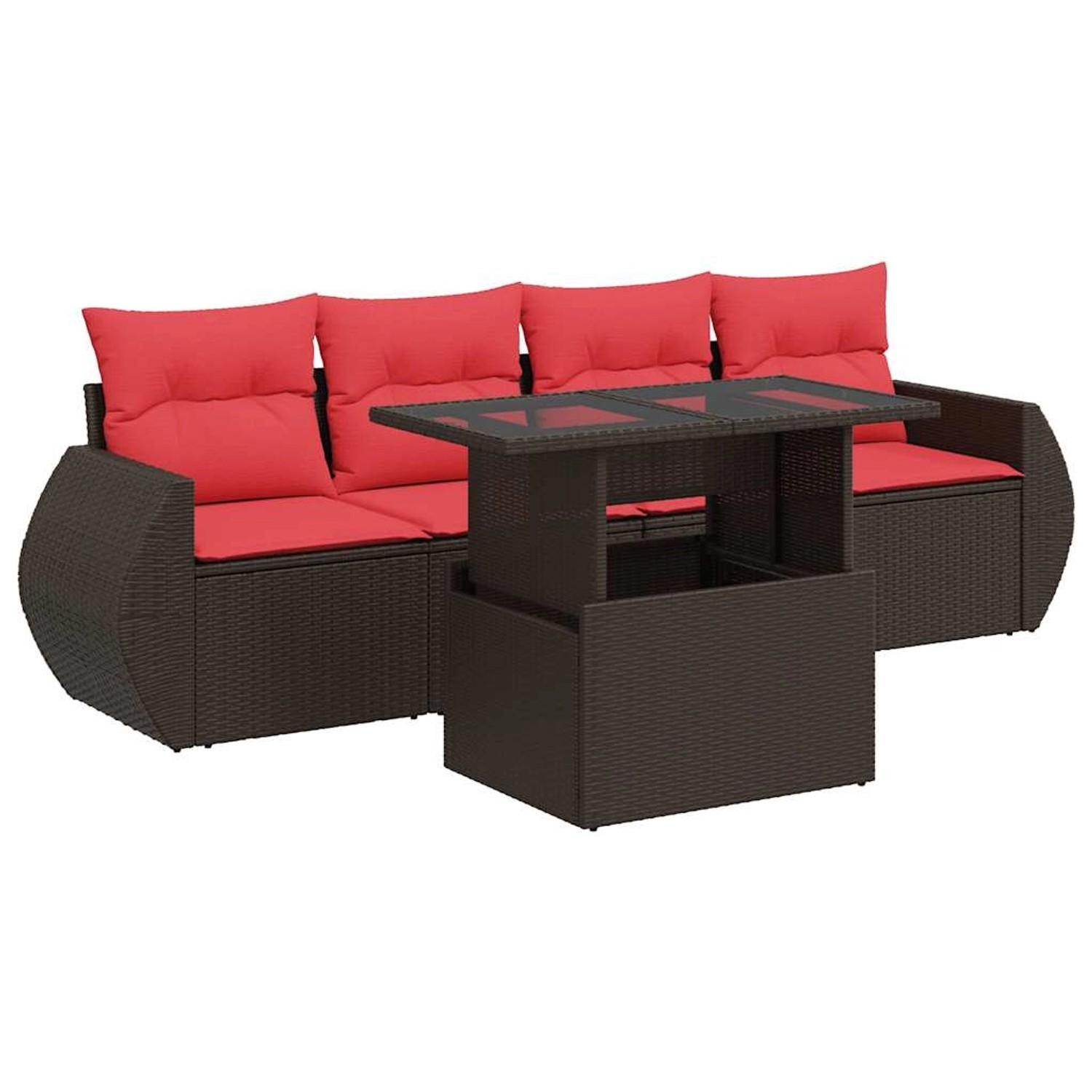 vidaXL 5-Tlg Garten-Sofagarnitur mit Kissen Braun Poly Rattan Akazie 332656 günstig online kaufen