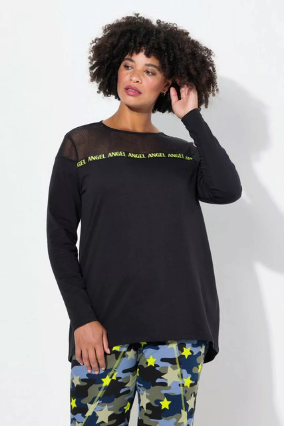 Angel of Style Sweatshirt Sweatshirt A-Linie Mesh-Einsatz Wording-Tap günstig online kaufen