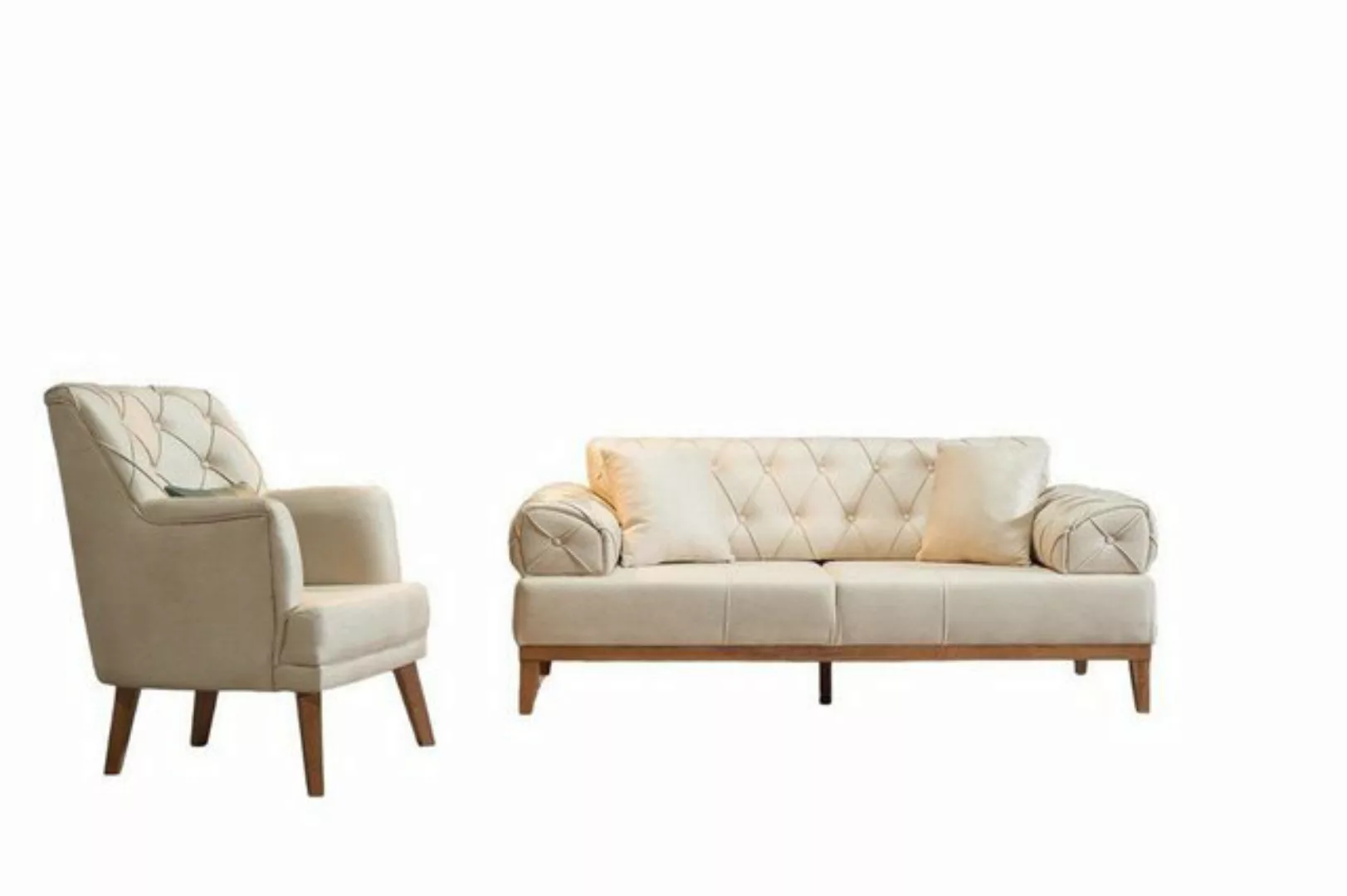 Xlmoebel Sofa Beige Sitzgruppe, Sitzmöbel Sofas, Sofa, Stuhl Dreisitzer 3+1 günstig online kaufen