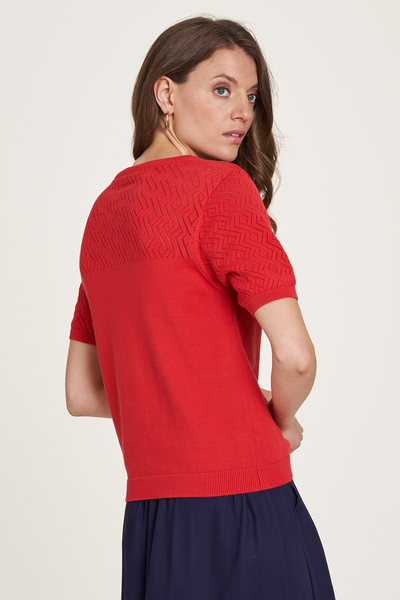 Strick-shirt Kurzarm Mit Lochmusterstrick In Rot Oder Grün (S22c20) günstig online kaufen
