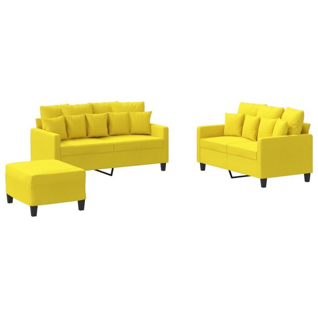 vidaXL Sofa Sofagarnitur Set mit Kissen Stoff, 3-tlg., Gelb günstig online kaufen