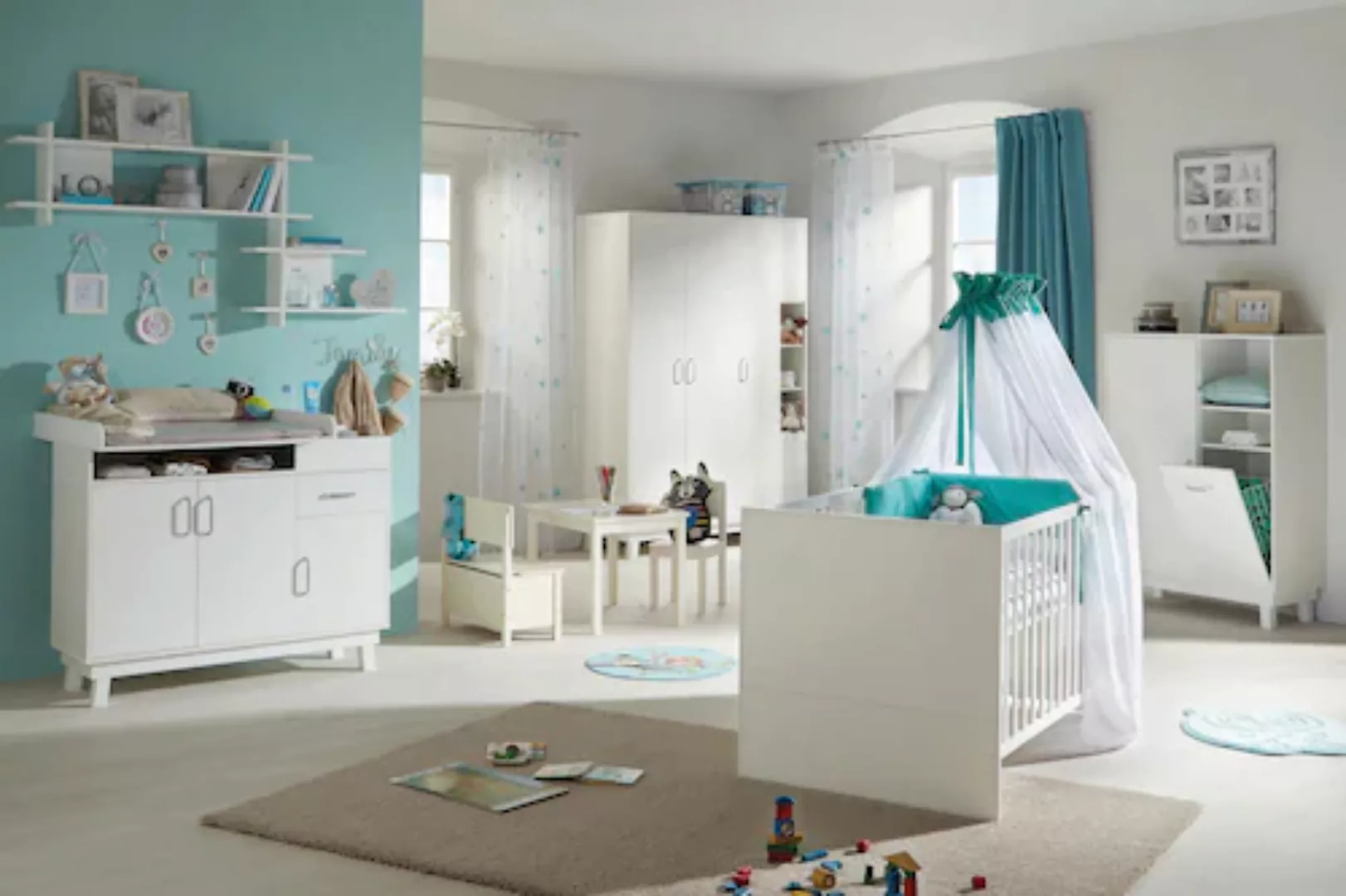 roba® Babyzimmer-Komplettset »Nordic, weiß«, (Set, 3 St., Kinderbett, Wicke günstig online kaufen