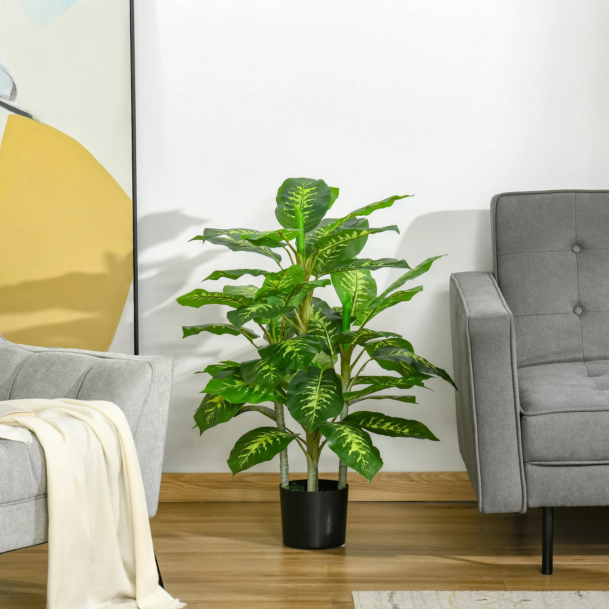 HOMCOM Künstliche Dieffenbachie groß 95 cm Kunstpflanze, Künstliche Pflanze günstig online kaufen