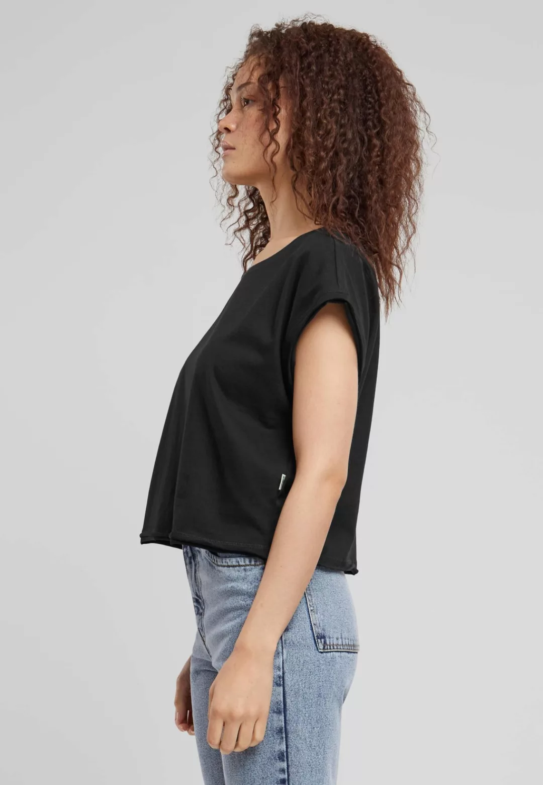 URBAN CLASSICS T-Shirt "Urban Classics Damen Ladies Organic Open Edge Tee", günstig online kaufen