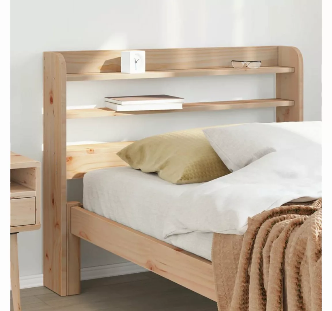 vidaXL Bett, Kopfteil mit Ablagen 75 cm Massivholz Kiefer günstig online kaufen