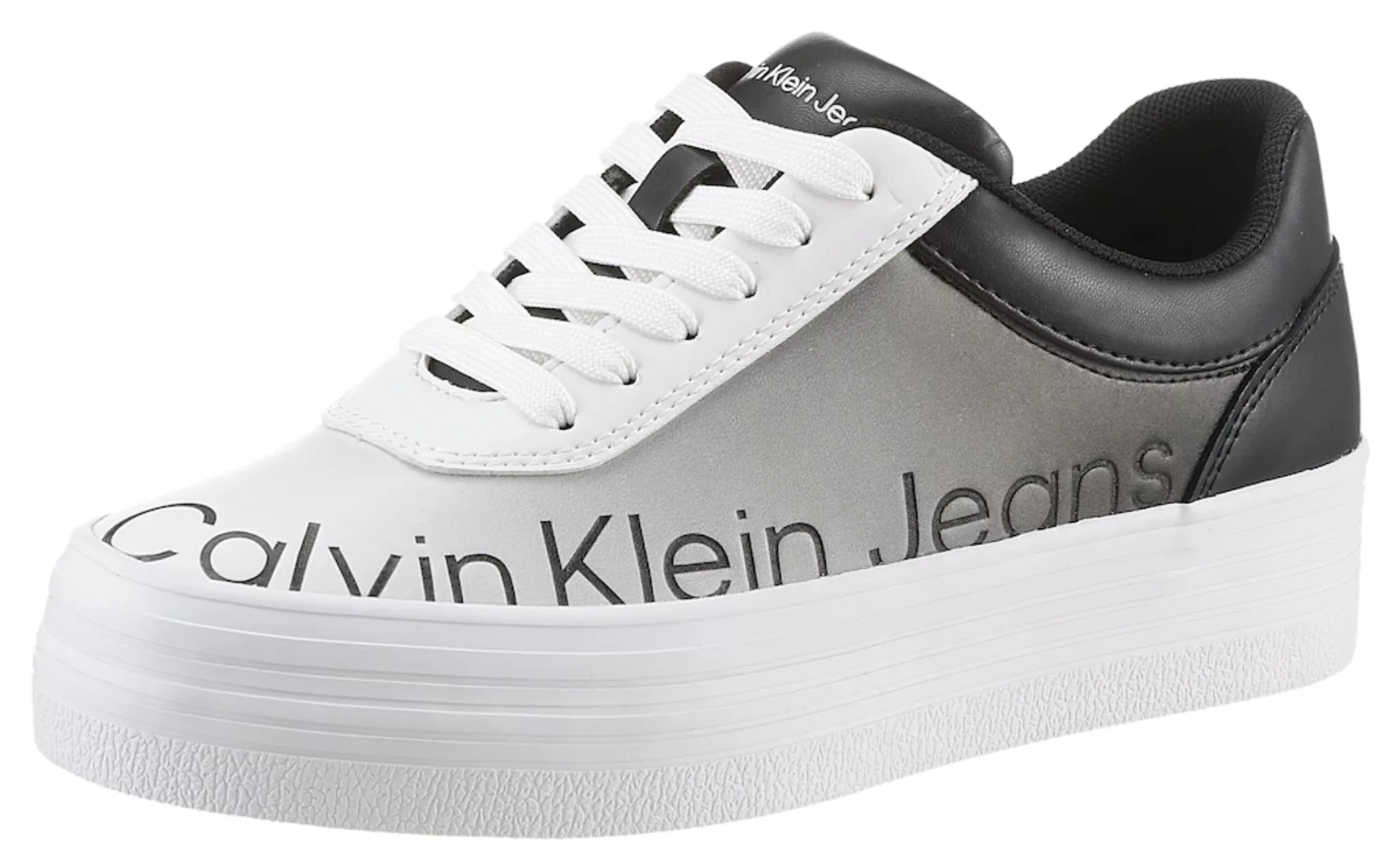 Calvin Klein Jeans Plateausneaker "BOLD VULC FLATF LOW LTH IN SAT" günstig online kaufen