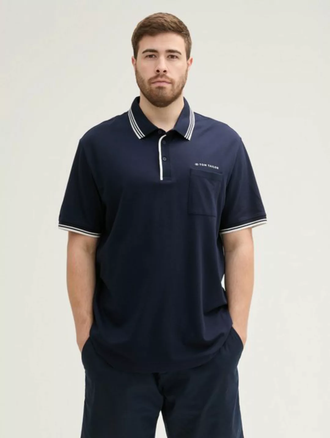 TOM TAILOR PLUS Poloshirt Plus - Poloshirt mit aufgesetzter Brusttasche günstig online kaufen