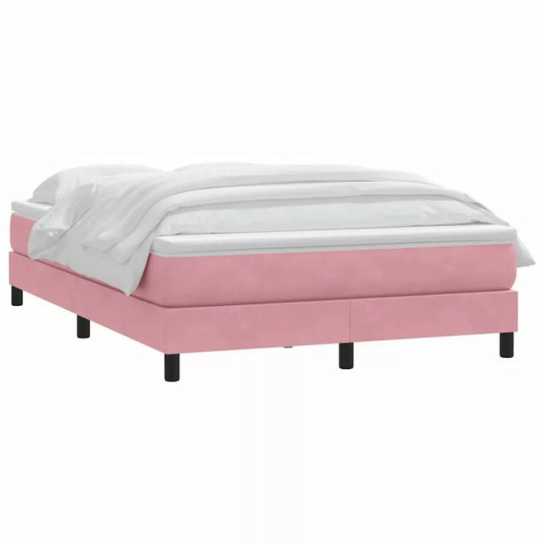 vidaXL Bett Boxspringbett mit Matratze Rosa 140x210 cm Samt günstig online kaufen