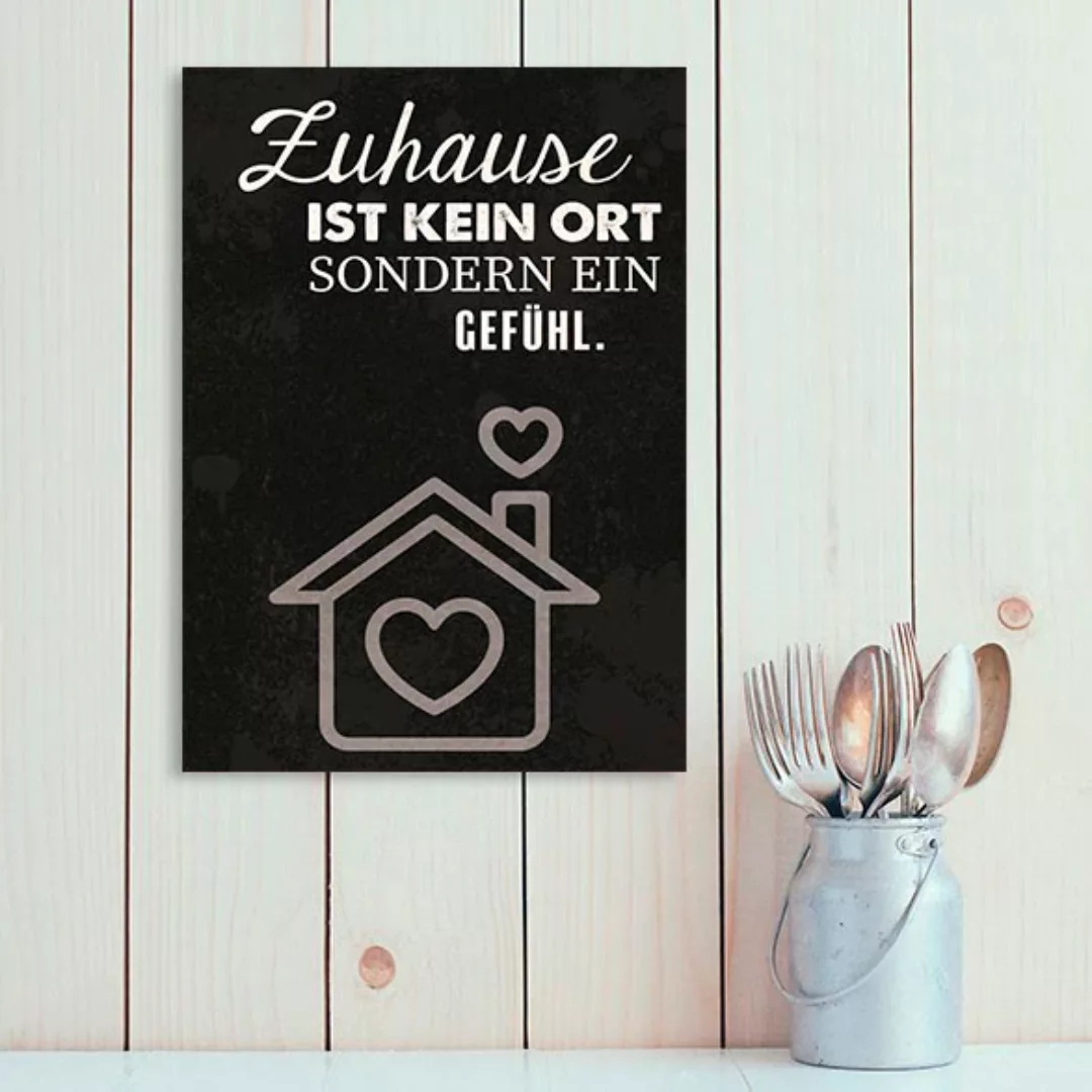 queence Metallbild "Zuhause", Schriftzüge, (1 St.), Stahlschilder günstig online kaufen