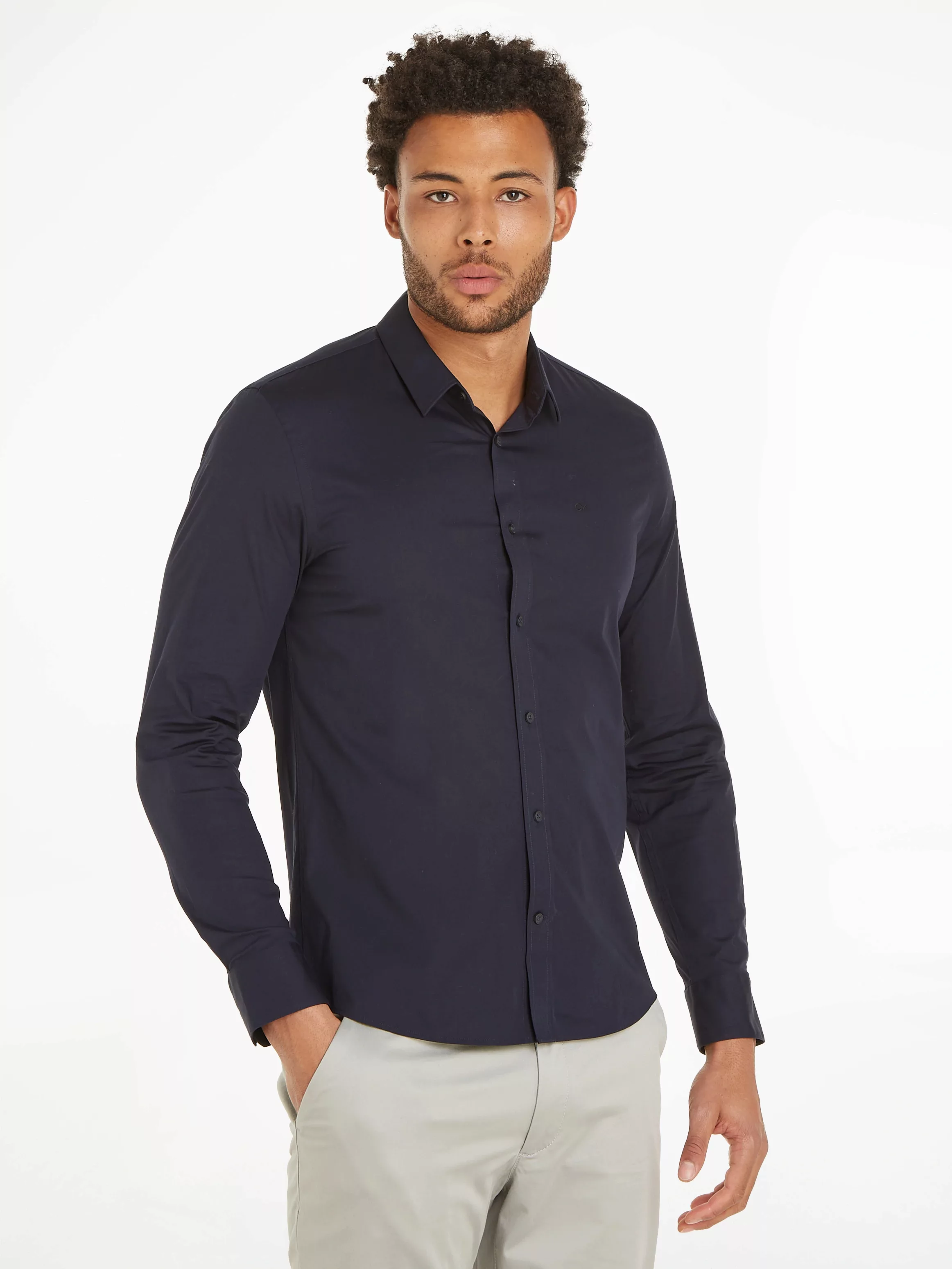 Calvin Klein Langarmhemd "SLIM FIT STRETCH POPLIN", mit Kentkragen günstig online kaufen