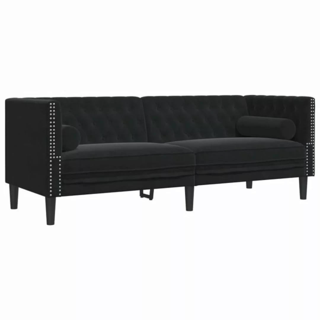 vidaXL Chesterfield-Sofa, Chesterfield-Sofa mit Nackenrollen 3-Sitzer Schwa günstig online kaufen