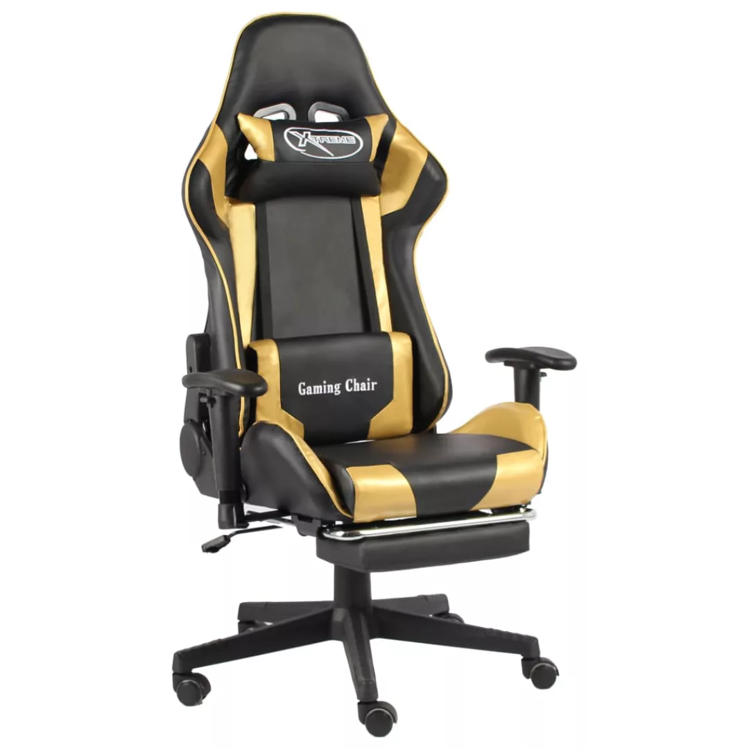 Gaming-stuhl Mit Fußstütze Drehbar Golden Pvc günstig online kaufen