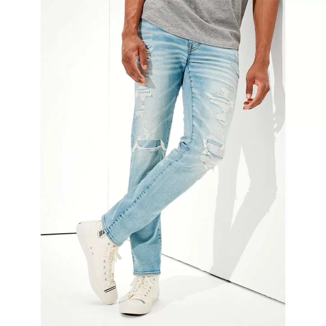American Eagle Airflex 360 Patched Slim Jeans 34 Indigo Shatter günstig online kaufen