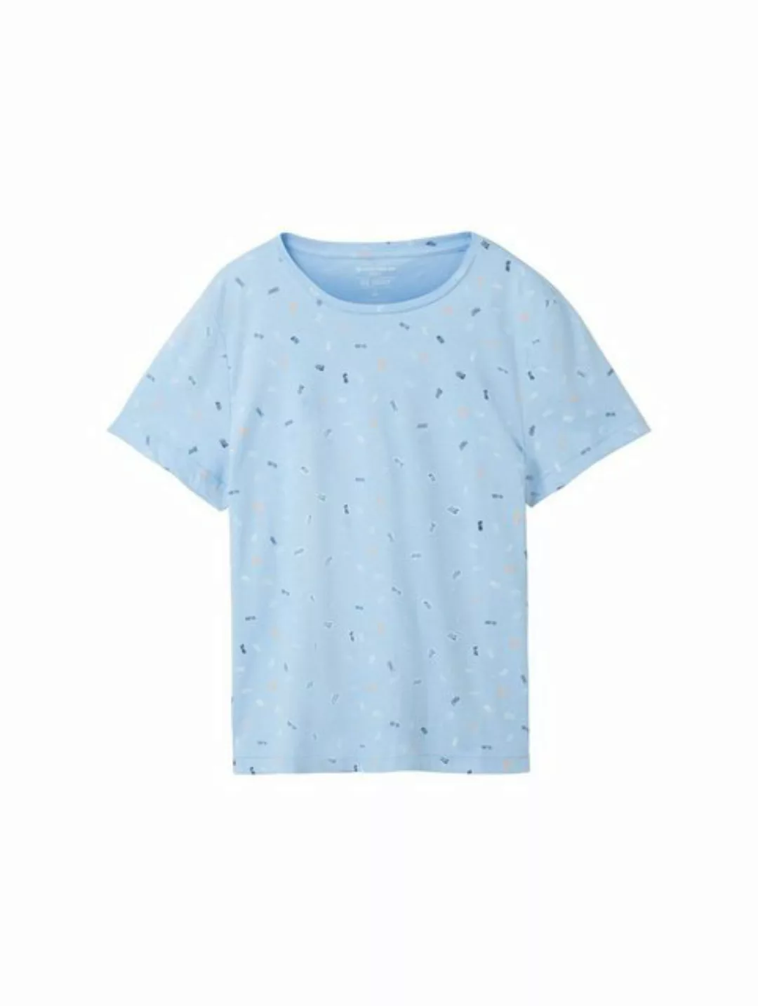 TOM TAILOR Denim T-Shirt mit Minimalprint und seitlichem Knoten günstig online kaufen