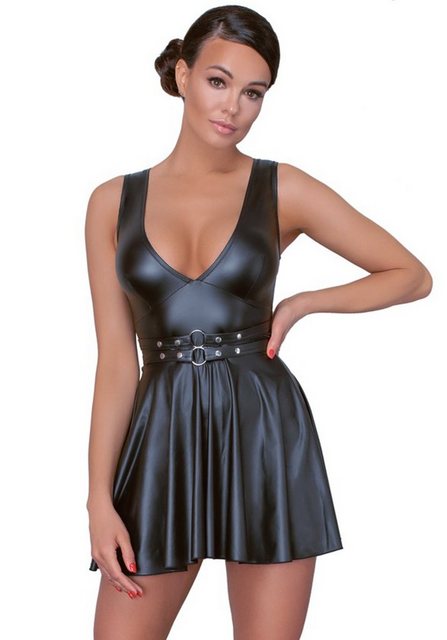 Cottelli Collection Minikleid Wetlook Kleid - schwarz (1-tlg) Tailliertes K günstig online kaufen