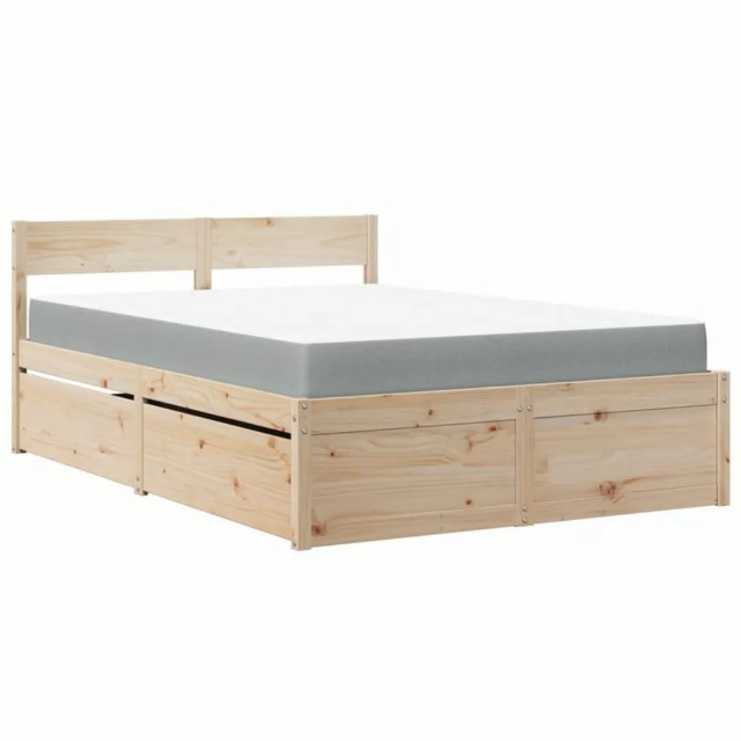 vidaXL Bett Bett mit Schubladen und Matratze 140x190 cm Massivholz Kiefer günstig online kaufen