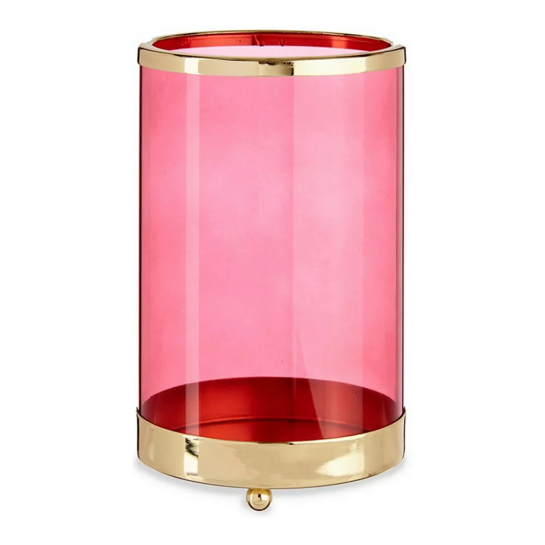 Kerzenschale Rosa Golden Zylinder Metall Glas (12,2 X 19,5 X 12,2 Cm) günstig online kaufen