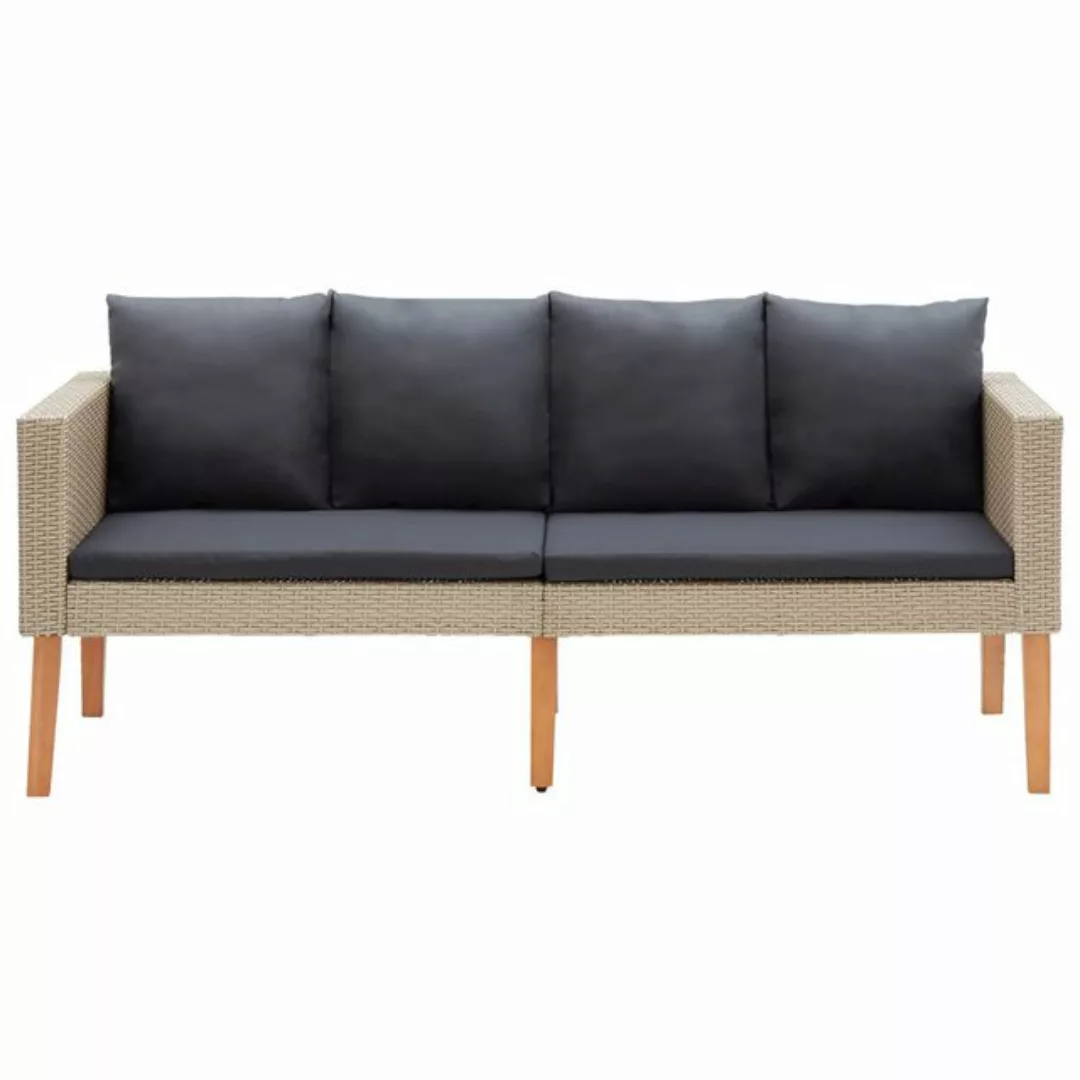 2-sitzer-gartensofa Mit Auflagen Poly Rattan Beige günstig online kaufen