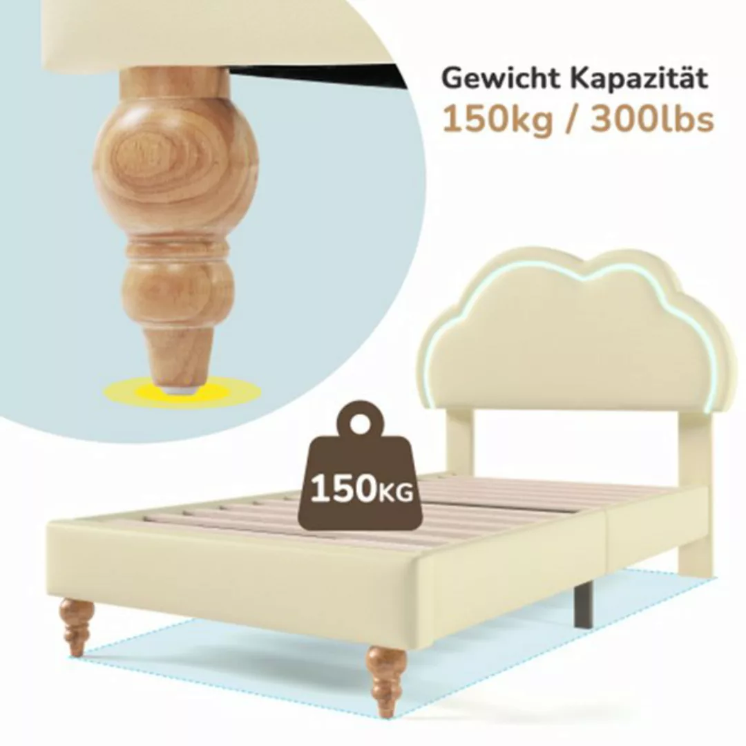 XDeer Kinderbett Kinderbett LED Einzelbett 90 x 200 cm, Polsterbett Bettges günstig online kaufen