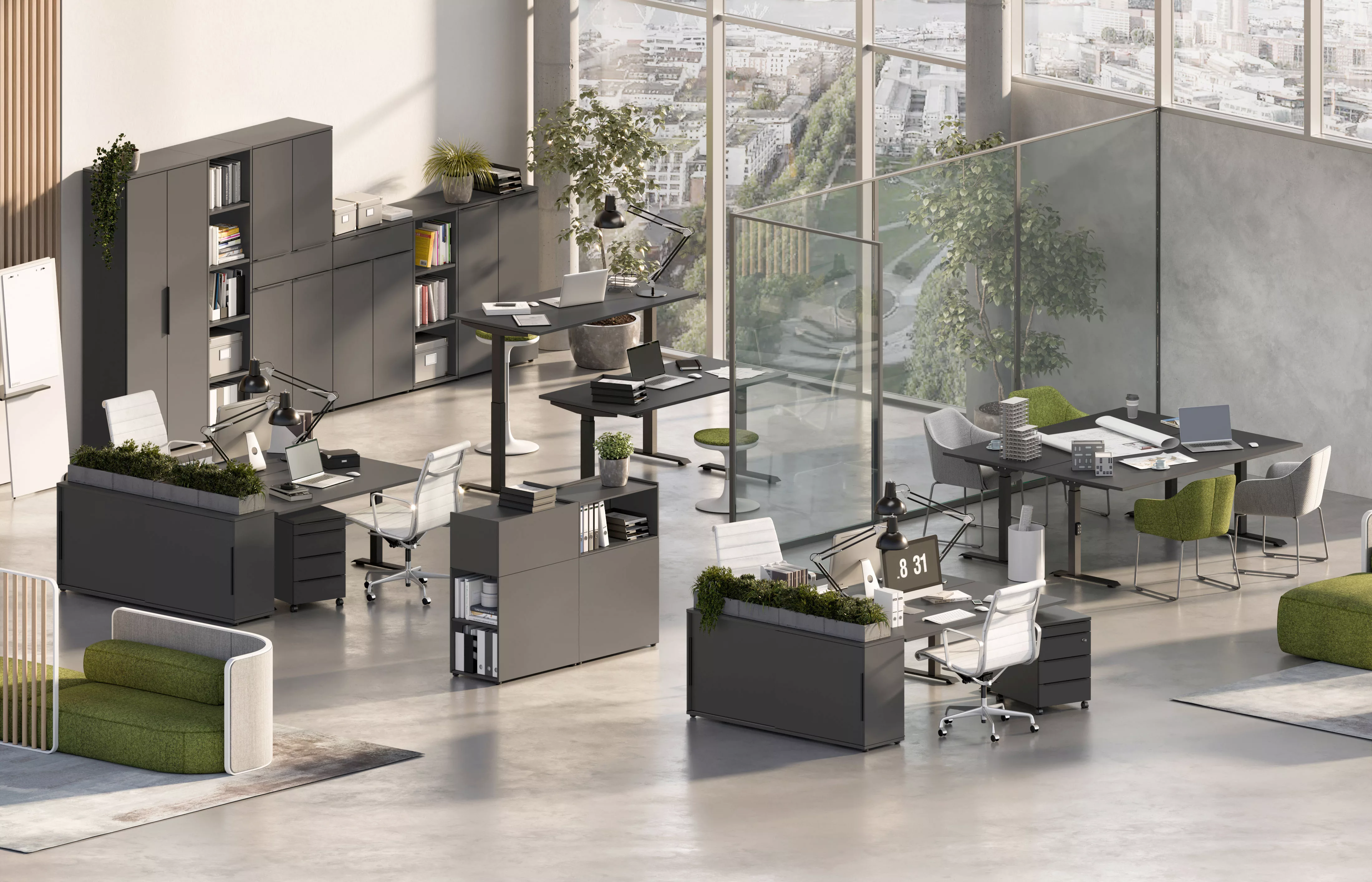 GERMANIA Büromöbel-Set "Mailand, inkl. Schreibtisch (elektr. höhenverstellb günstig online kaufen