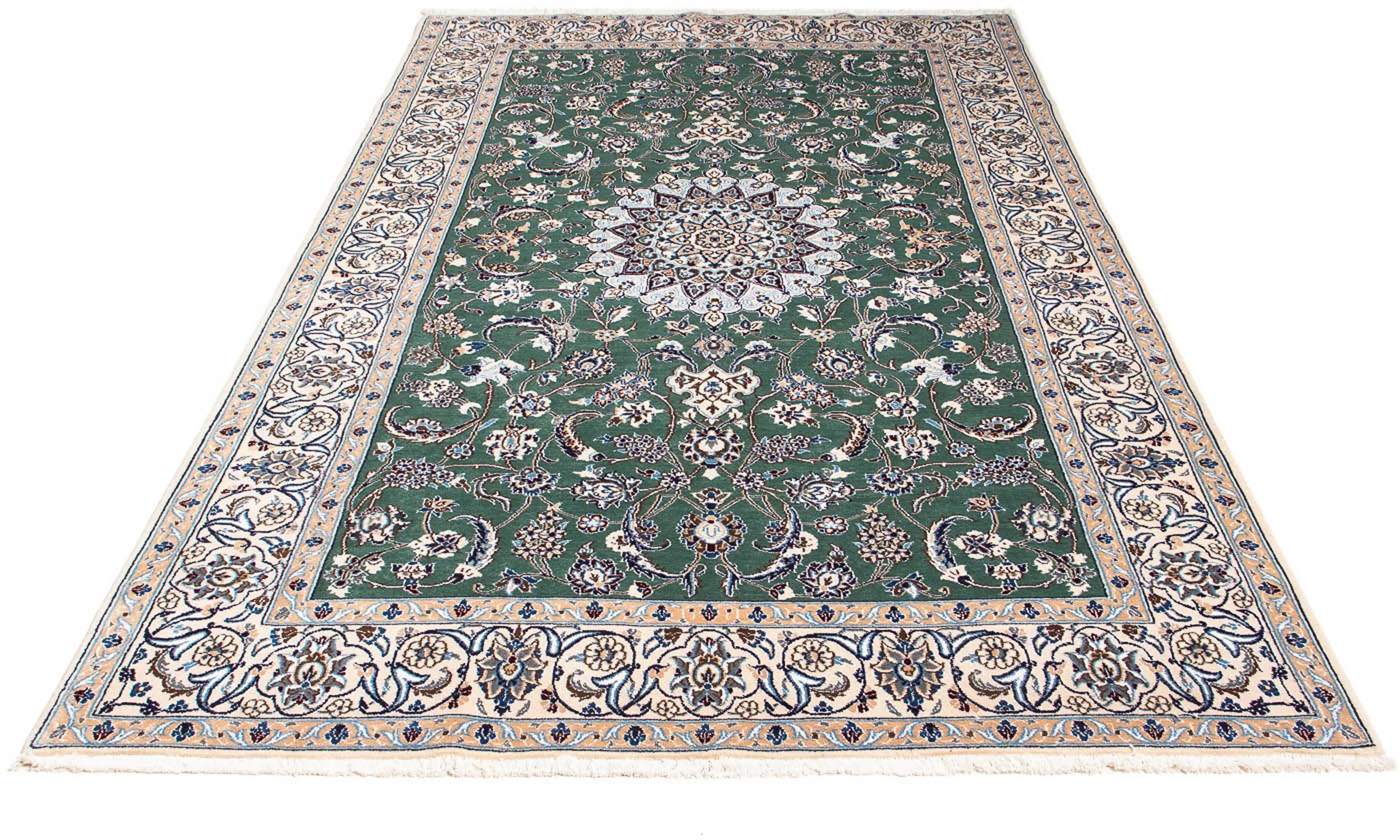 morgenland Orientteppich »Perser - Nain - Royal - 254 x 152 cm - grün«, rec günstig online kaufen