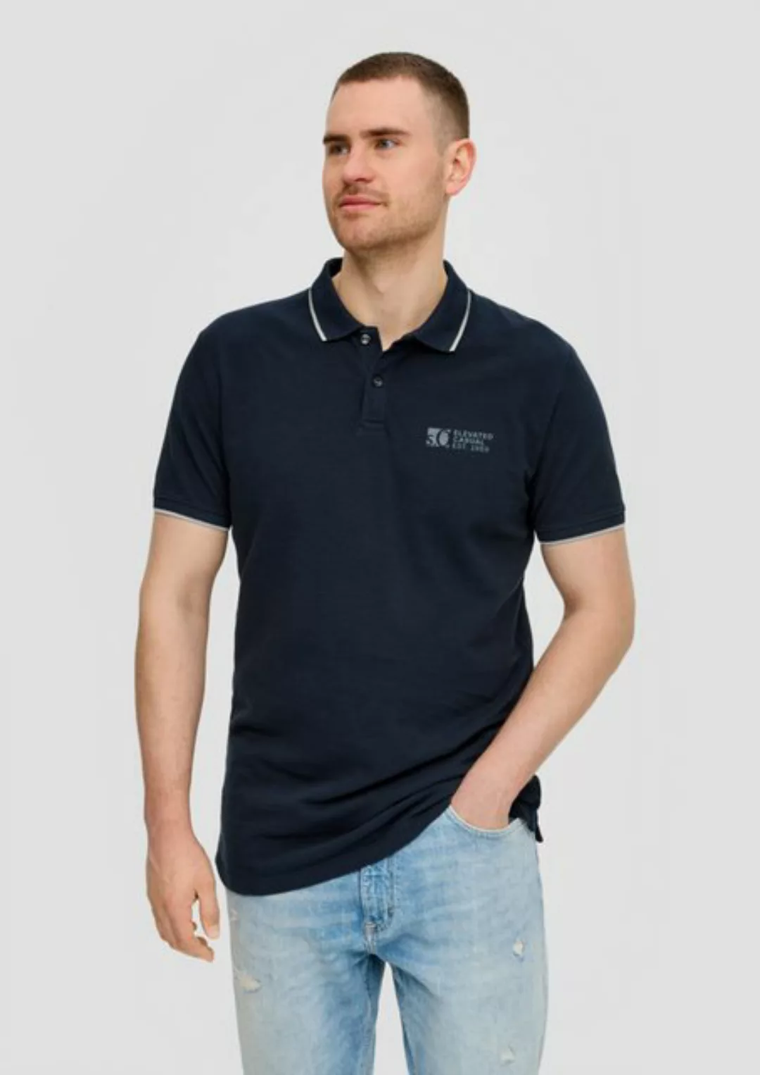 s.Oliver Kurzarmshirt Poloshirt mit Piquêstruktur und Logo-Print Garment Dy günstig online kaufen