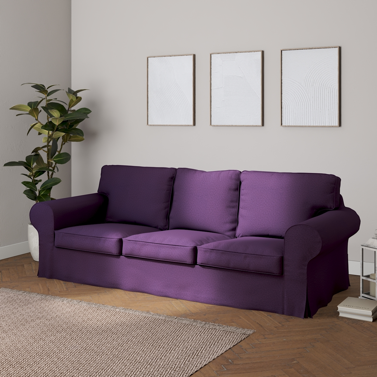 Bezug für Ektorp 3-Sitzer Sofa nicht ausklappbar, violett, Sofabezug für Ek günstig online kaufen