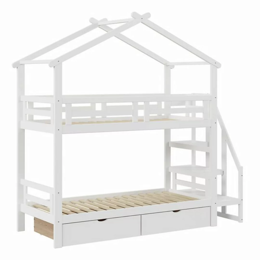 OKWISH Etagenbett Holzbett Kinderbett Hausbett Einzelbett (Massivholz-Holzb günstig online kaufen