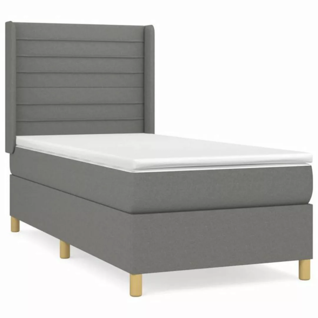 vidaXL Boxspringbett Boxspringbett mit Matratze Dunkelgrau 90x190 cm Stoff günstig online kaufen