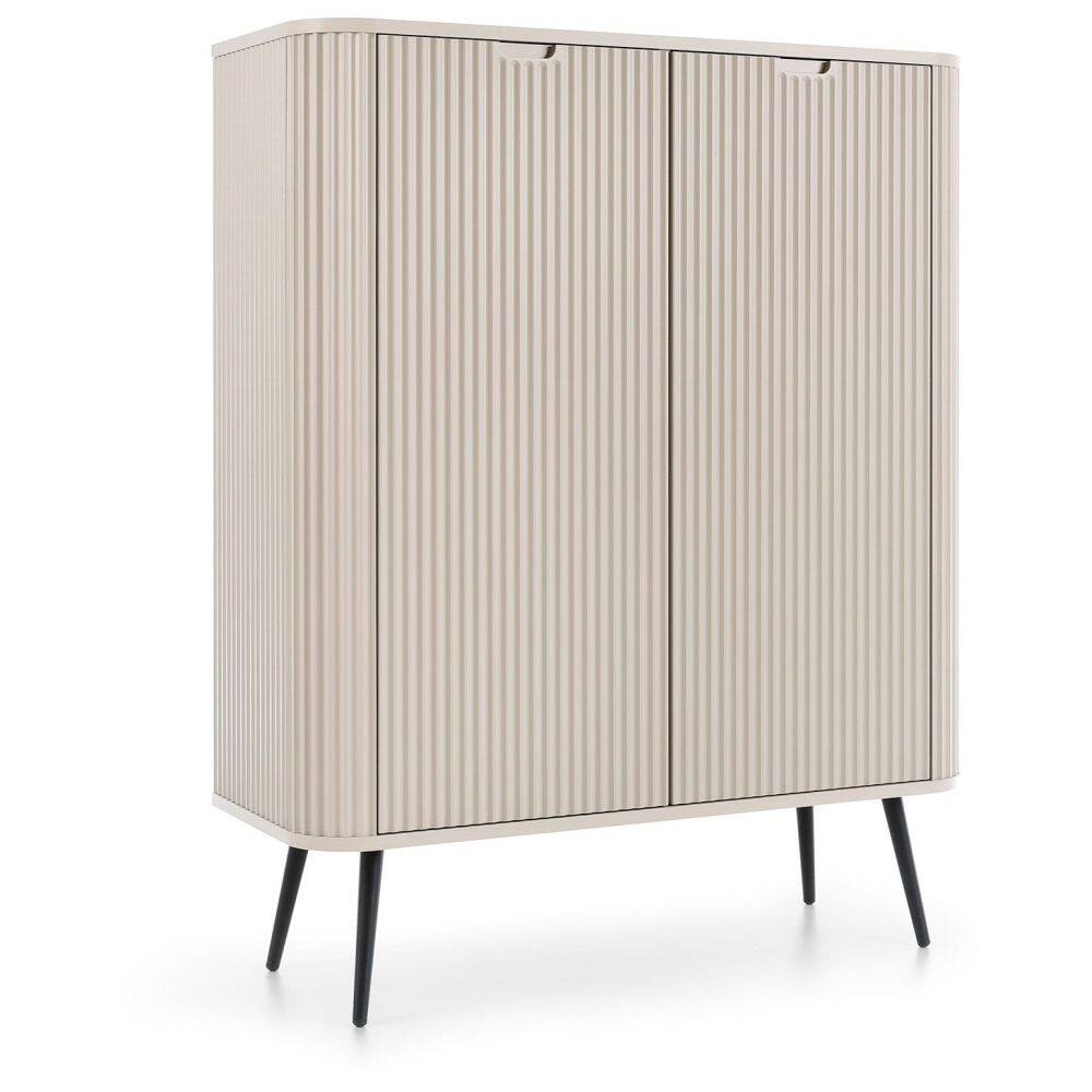 Highboard in Cashmere gerillt mit Metallfüßen in schwarz, ZARA-160 günstig online kaufen