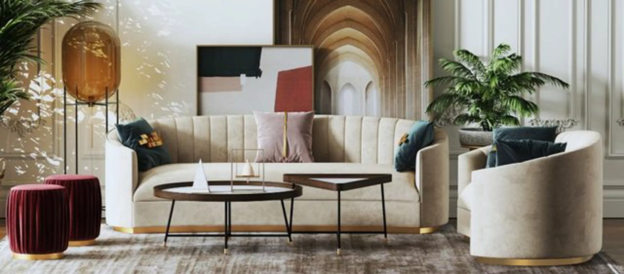 JVmoebel Sofa Moderne Beige Sofagarnitur 3+1 Sitzer Set Design Sofa Polster günstig online kaufen