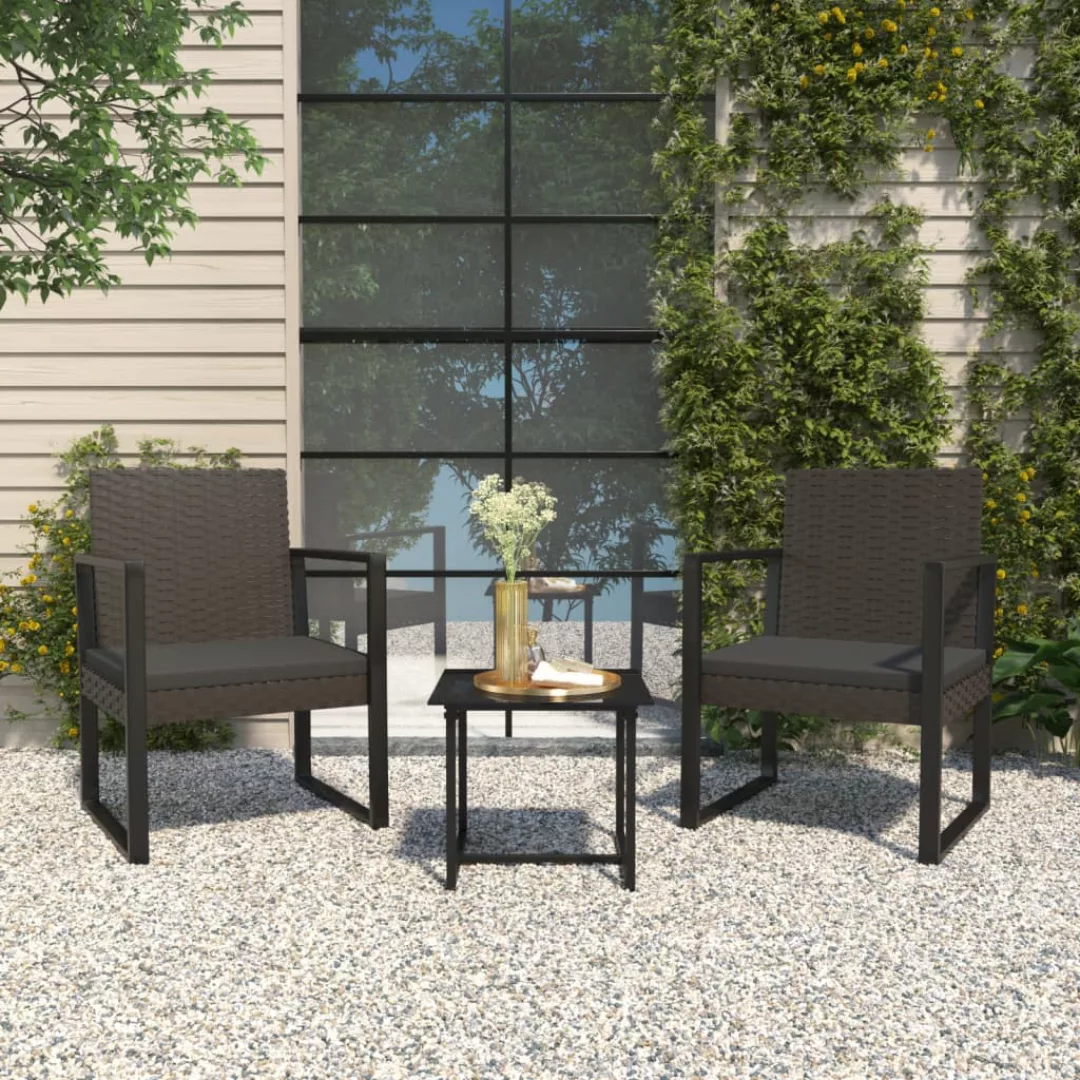 Vidaxl 3-tlg. Garten-lounge-set Mit Kissen Schwarz Poly Rattan günstig online kaufen