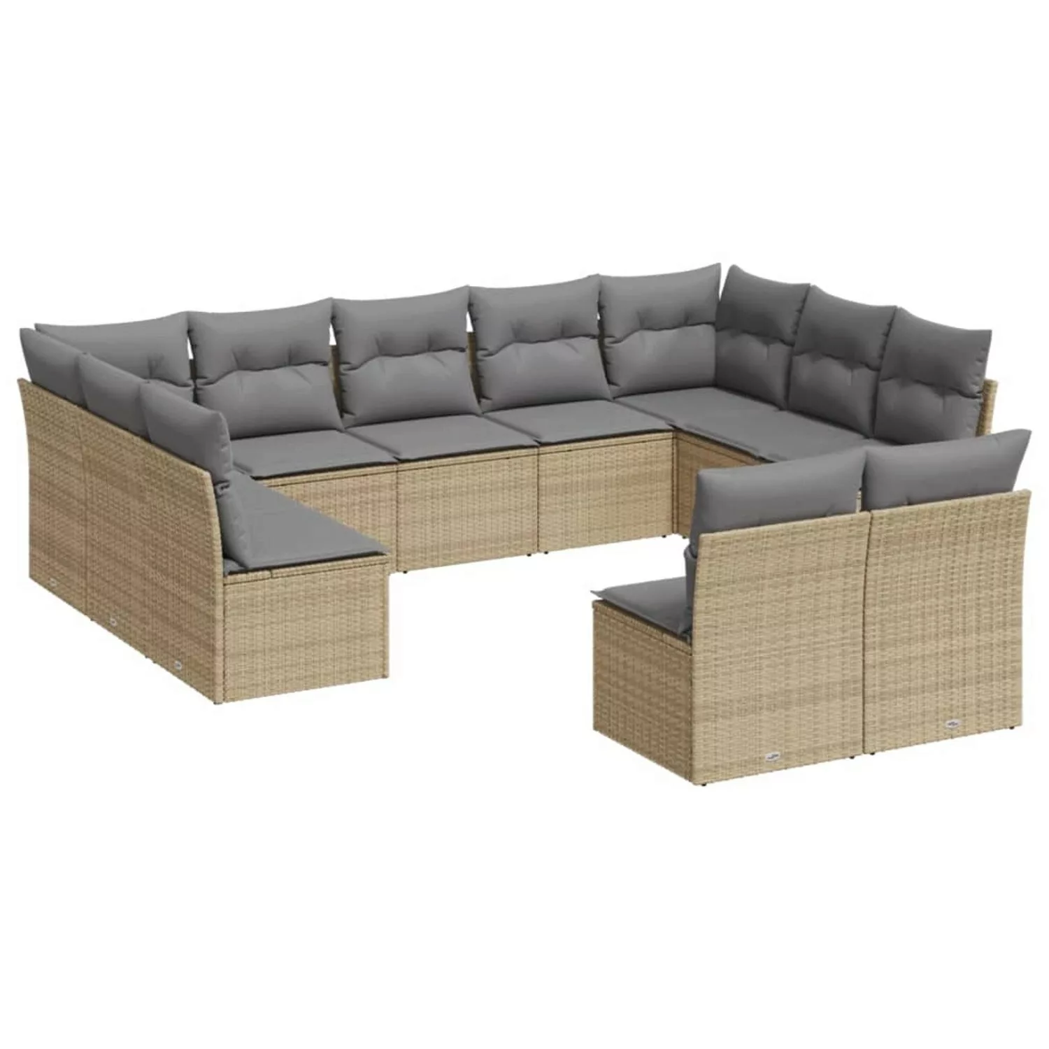 vidaXL 11-tlg Garten-Sofagarnitur mit Kissen Beige Poly Rattan Modell 32 günstig online kaufen