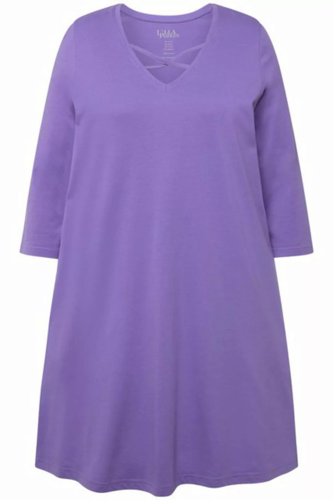 Ulla Popken Longshirt Longshirt Zierbänder A-Linie V-Ausschnitt 3/4-Arm günstig online kaufen