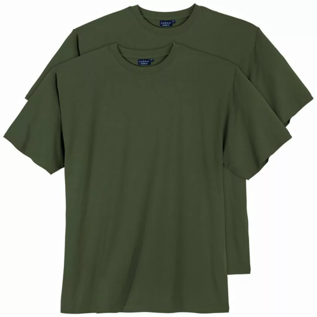 ADAMO Rundhalsshirt Große Größen Herren Basic T-Shirt 2er-Pack oliv Adamo günstig online kaufen