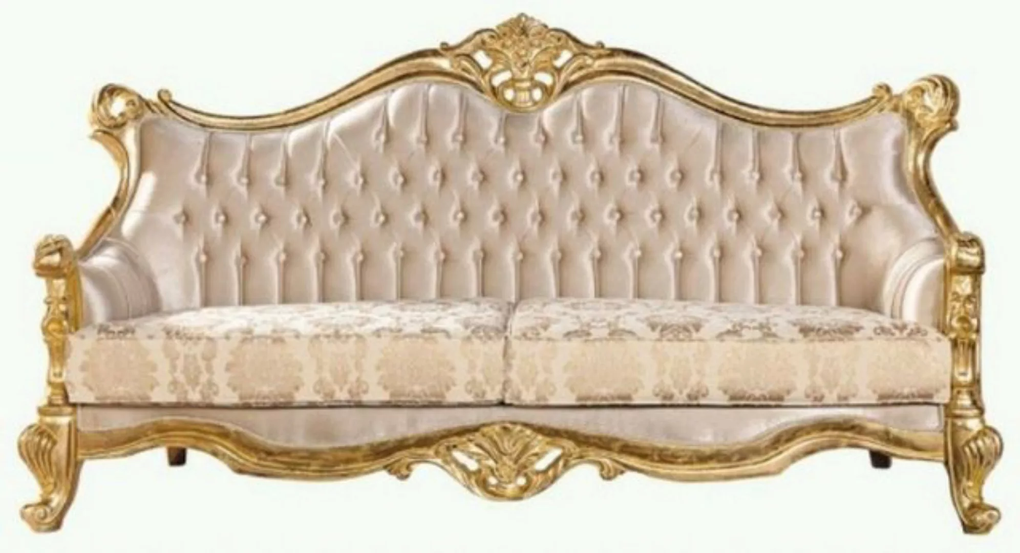 Casa Padrino Sofa Luxus Barock Sofa Beige / Gold - Prunkvolles Wohnzimmer S günstig online kaufen