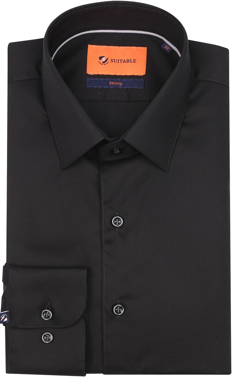 Suitable Twill Hemd Schwarz - Größe 37 günstig online kaufen