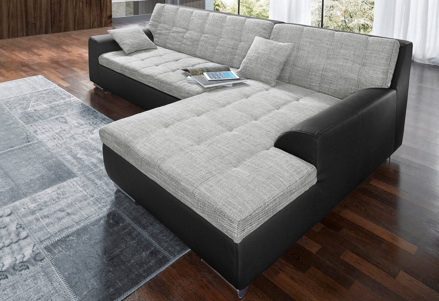 DOMO collection Ecksofa "NMoric incl. Zierkissen B/T/H: 273/216/80 cm L-For günstig online kaufen