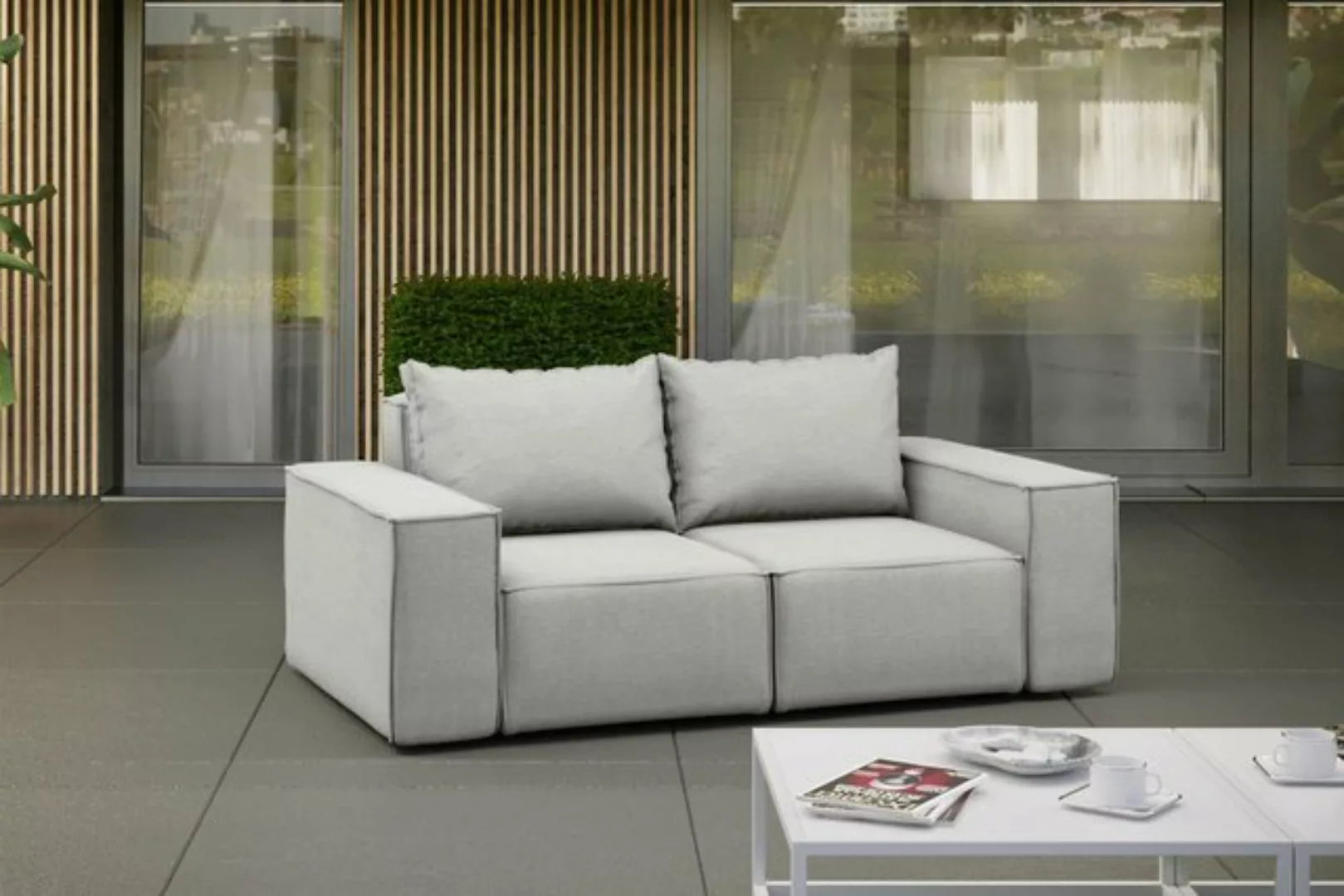 Fun Möbel Loungesofa Gartenmöbel Sofa 2-Sitzer GARDENT, wetterfester Stoff günstig online kaufen