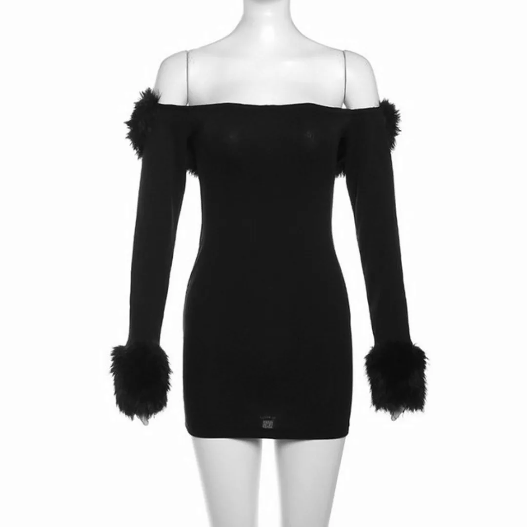 ZWY Dirndl Schlankes, langärmliges Kleid mit einer Schulter und offenem Rüc günstig online kaufen