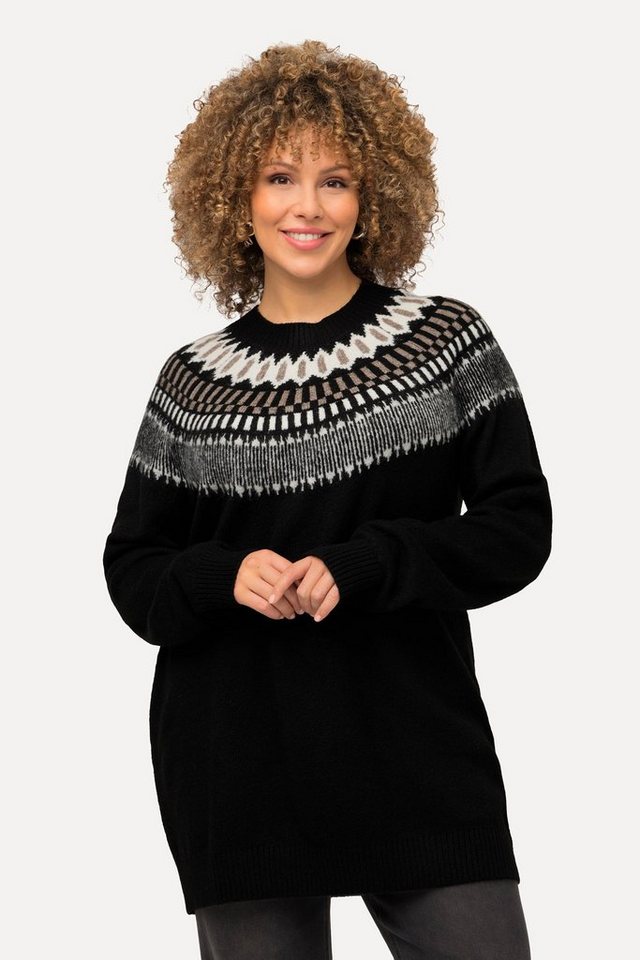 Ulla Popken Strickpullover Norweger-Pullover Rundhals Langarm günstig online kaufen