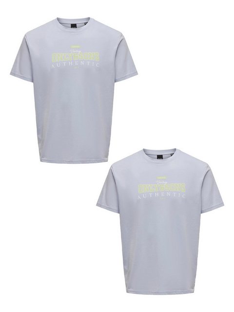 ONLY & SONS T-Shirt T-Shirt 2er-Set Rundhals Kurzarm (1-tlg) 7641 in Hellbl günstig online kaufen