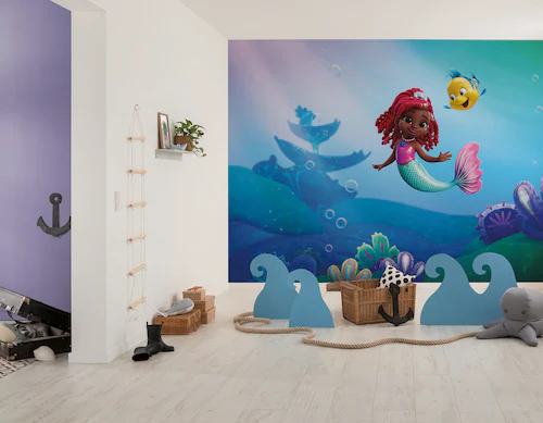 Komar Vlies Fototapete Disney Ariel Junior Friends Bunt günstig online kaufen
