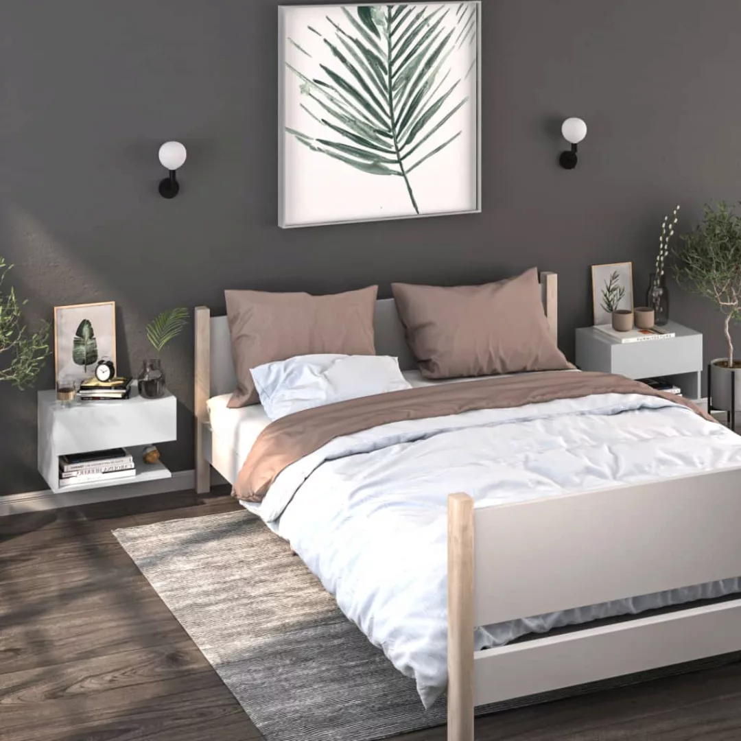 Vidaxl Wand-nachttische 2 Stk. Weiß Holzwerkstoff günstig online kaufen