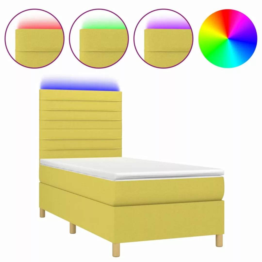 Vidaxl Boxspringbett Mit Matratze & Led Grün 80x200 Cm Stoff günstig online kaufen