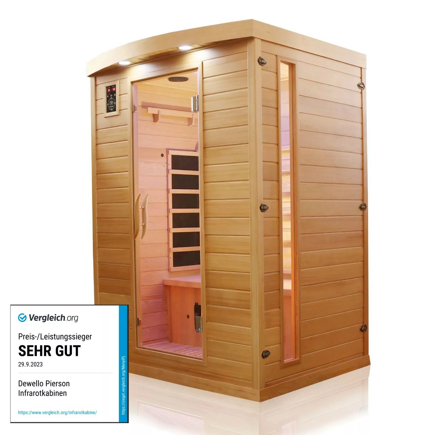 Dewello Infrarotkabine Sauna Pierson 135cm x 105cm 2 Personen Vollspektrum günstig online kaufen