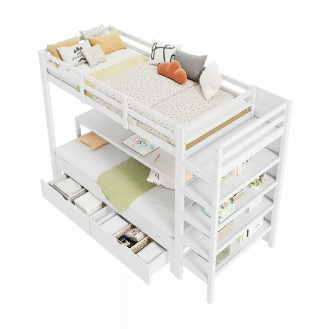 REDOM Hochbett mit Schreibtisch (Stockbett, Massivholz Kinderbett mit Unter günstig online kaufen